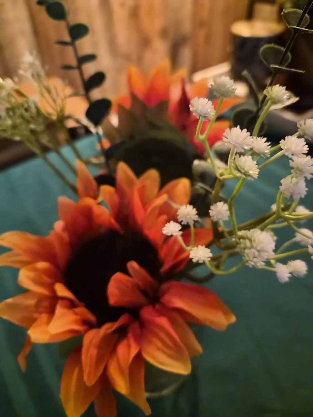 Bright Orange Faux Sunflower Arrangement - #2